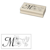 Hummingbird bij Flowers Monogram Rubberstempel (Gestempeld)