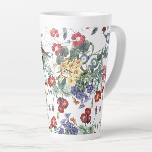 Hummingbird Bird Butterfly Garden Flower Latte Mok (Rechterhoek)