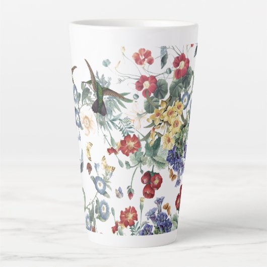 Hummingbird Bird Butterfly Garden Flower Latte Mok (Voorkant)