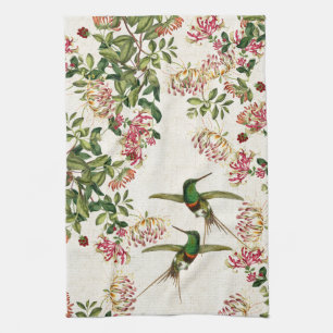Hummingbird Bird Honeysuckle Flowers Kitchen Towel Theedoek