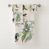 Hummingbird Bird Nest Orchid Flower Bath Set Bad Handdoek (Insitu)