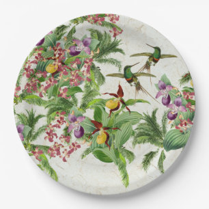 Hummingbird Bird Orchids Flowers Paper Party Bord