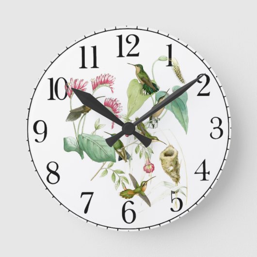 Hummingbird Bird Wildlife Floral Horloge murale (Recto)