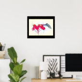 Hummingbird Bird Wildlife Floral Poster (Thuiskantoor)