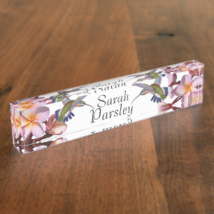 Hummingbird Birds Plumeria Flowers Floral Naambordje