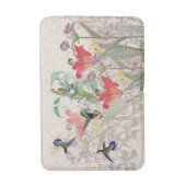 Hummingbird Birds Red Lily Flowers Bathmat Badmat (Voorkant Verticaal)
