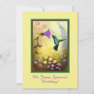 Hummingbird Birthday Party Invitation (geel) Kaart
