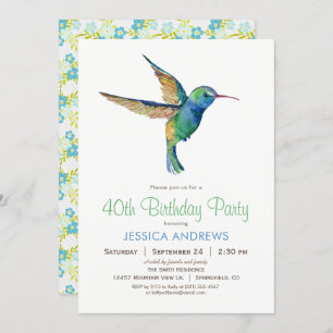 Hummingbird Birthday Party Invitation Kaart