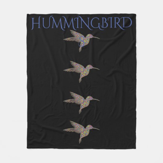 Hummingbird Black fleece deken. (Voorkant)