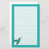 Hummingbird Blauwgroen Blue Lined Briefpapier (Voorkant / Achterkant)