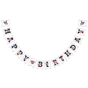 Hummingbird bloemboeket verjaardagsfeestje vlaggetjes