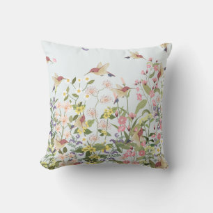 Hummingbird bloementuin illustratie kussen