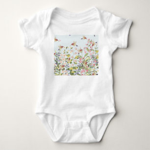 Hummingbird bloementuin illustratie romper