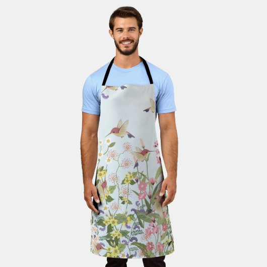 Hummingbird bloementuin illustratie schort (Gedragen)