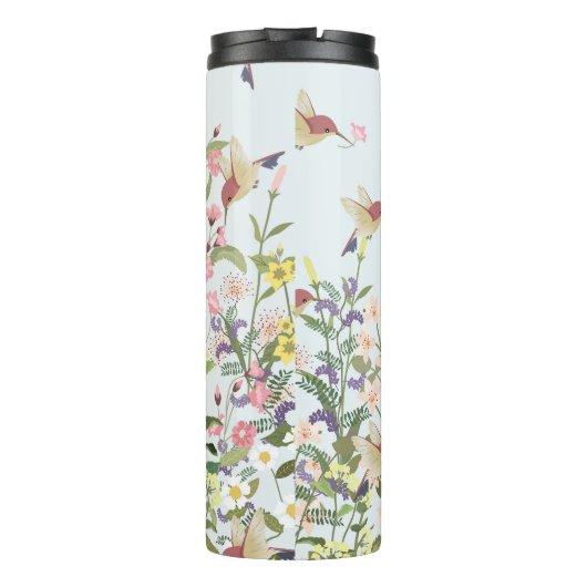 Hummingbird bloementuin illustratie thermosbeker (Achterkant)