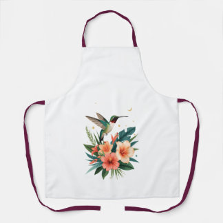 Hummingbird Bloom All-Over Apron Schort