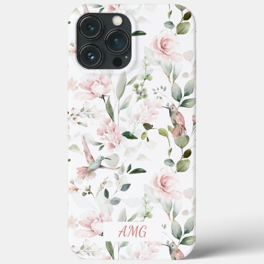 Hummingbird, Blush Pink Roses, Sage Greenery Case-Mate iPhone Case (Achterkant)