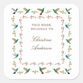 Hummingbird Bookplate Vierkante Sticker