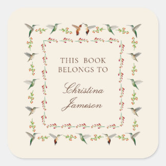 Hummingbird Bookplate Vierkante Sticker