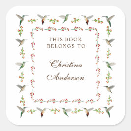  Hummingbird Bookplate Vierkante Sticker