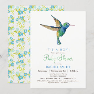Hummingbird Boy Baby shower Uitnodiging