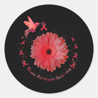 Hummingbird Burgundy Sunflower Brain Aneurysm Awar Ronde Sticker