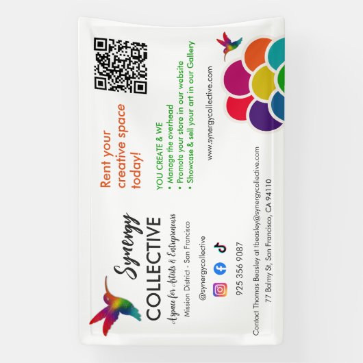 Hummingbird Business Logo QR Code Huurruimte Spandoek (Verticaal)