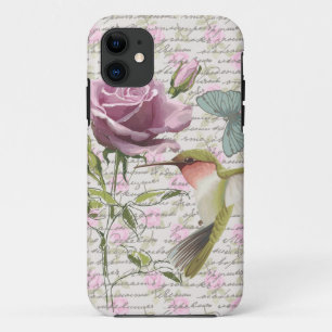  Hummingbird Butterfly en Roos iPhone 11 Hoesje