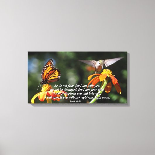 Hummingbird Butterfly Flowers Wrapped Canvas Print (Voorkant)