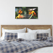Hummingbird Butterfly Flowers Wrapped Canvas Print (Insitu (Slaapkamer))