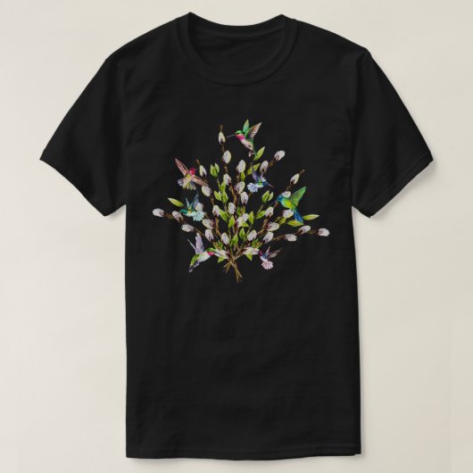 Hummingbird Dames Pussy Willow Flowers T - shirts  (Design voorkant)