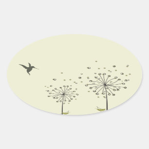 Hummingbird & Dandelion Ovale Sticker