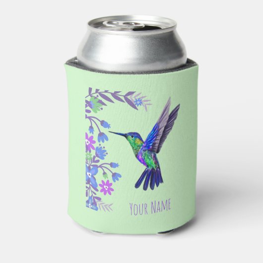 Hummingbird Design Botanische Bloemen Vogelliefheb Blikjeskoeler (Blikje Achterkant)