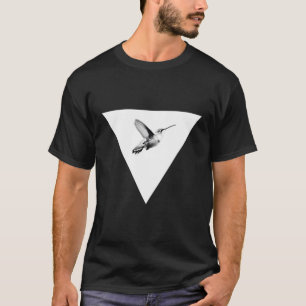 Hummingbird Driehoek Vogel Dier Geometrische Lijne T-shirt