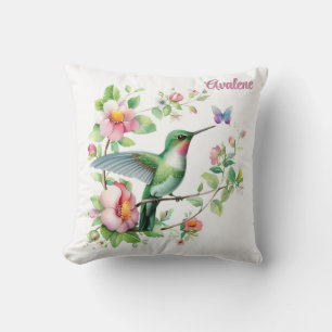 Hummingbird en Butterfly Girl Baby shower Gift Kussen