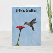 Hummingbird en Flower Art Leuke Verjaardag Kaart (Voorkant)