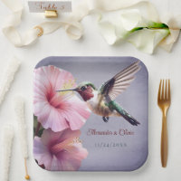 Hummingbird en Hibiscus bruiloft | Paars