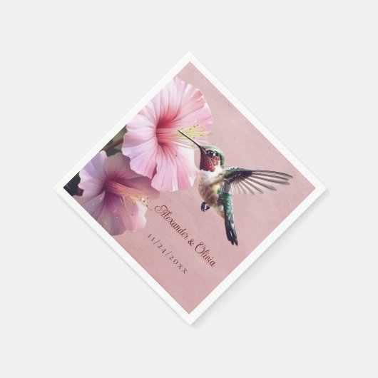 Hummingbird en Hibiscus bruiloft | Roze Servet (Hoek)