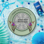 Hummingbird en Iris gepersonaliseerde foto verjaar Papieren Bordje (Feest)