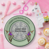 Hummingbird en Iris gepersonaliseerde foto verjaar Papieren Bordje (Feest)