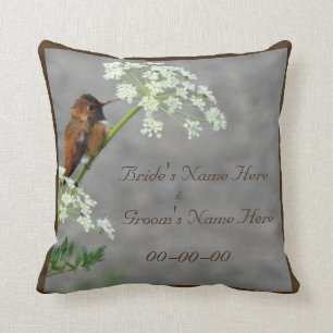 Hummingbird en Queen Ann's Lace bruidskussen Kussen