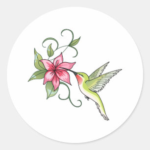 HUMMINGBIRD EN STROOM RONDE STICKER