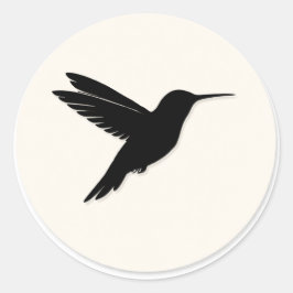 Hummingbird Envelope Seal Minimalist Silhouette Ronde Sticker
