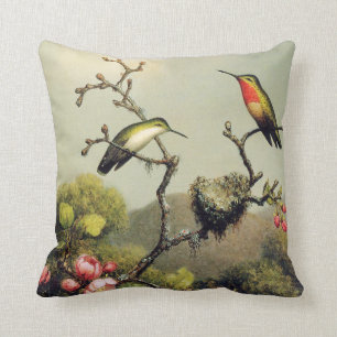 Hummingbird Family en Apple Blossom Pillow Kussen