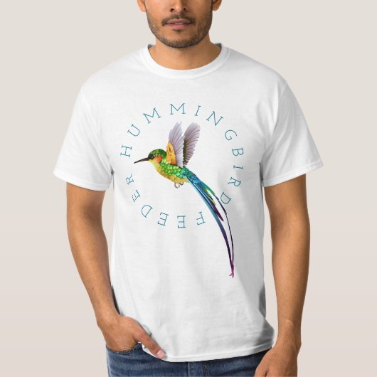 Hummingbird Feeder Blue Long-Tailed Hummingbird T-shirt (Voorkant)