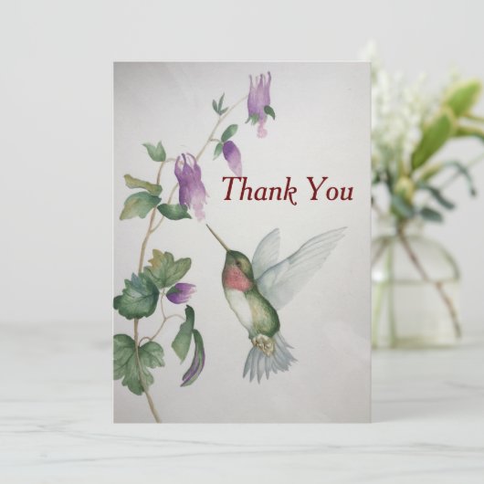 Hummingbird Flat Merci Note Aquarelle (Debout devant)