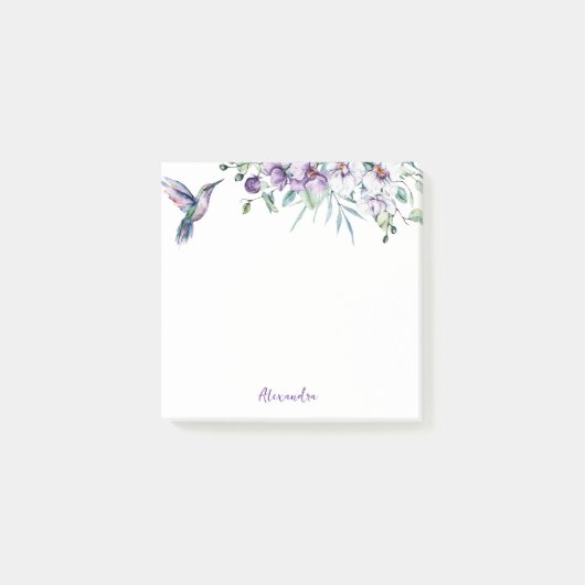 Hummingbird Floral Aangepaste tekst Post-it® Notes (Voorkant)