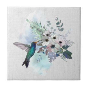 Hummingbird Floral Ceramic Tegel Tegeltje
