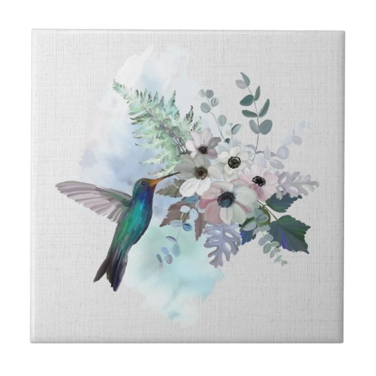 Hummingbird Floral Ceramic Tegel Tegeltje (Voorkant)
