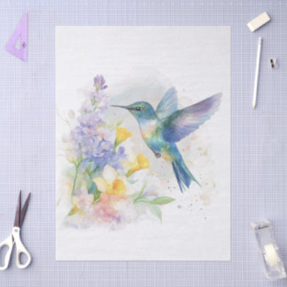Hummingbird Floral Watercolor Tissuepapier